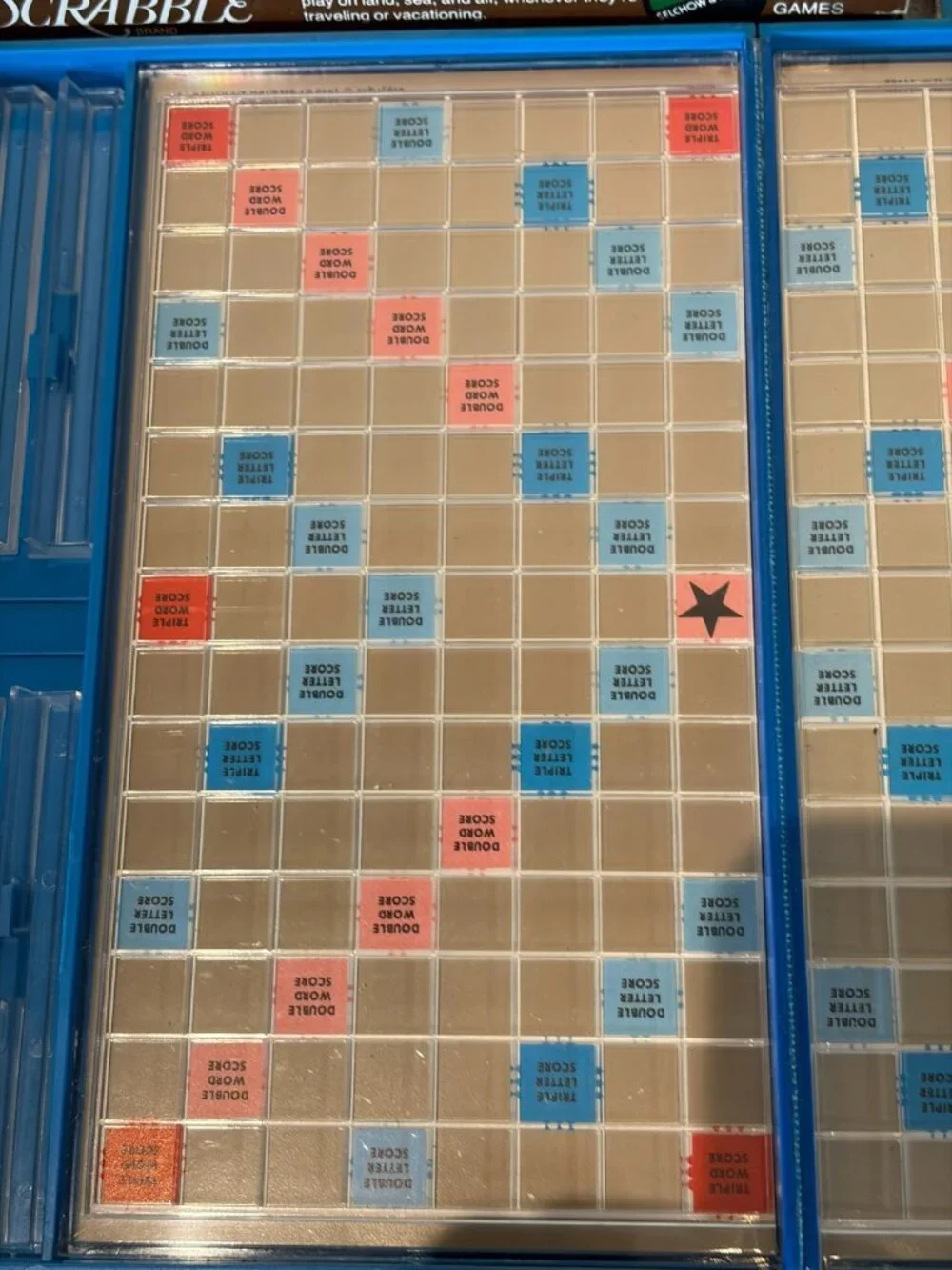 Vintage 1977 Scrabble Travel Edition Crossword Game #52 Blue Case Wood Tiles